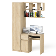 Прямые компьютерные столы, Пенал с дверкой Мори МШ400-1 с компьютерным столом МС-1 левый и открытой полкой на 900