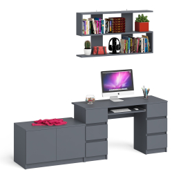 Стол компьютерный Мори МС-2 с верхней полкой и тумбой МА900.1