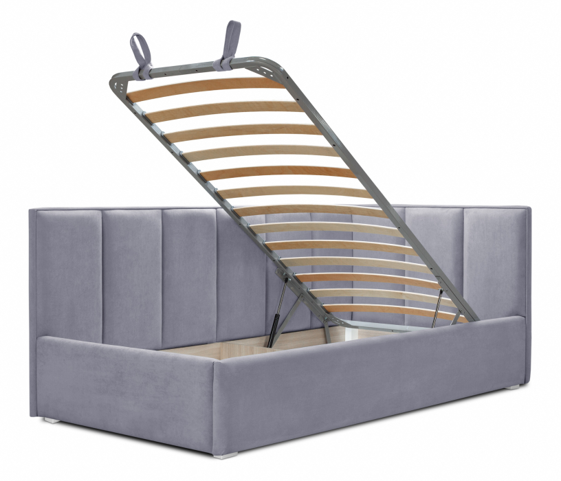 Мягкая кровать, Кровать с мягким изголовьем угловая Лайф 900, велюр