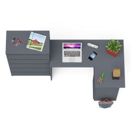 Высокий комод 700 пять ящиков и угловой компьютерный стол МС-16 правый серии Мори