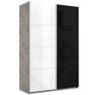 Шкафы-купе 2-х дверные, Шкаф Эста дуо Стекло белое/Стекло черное 2400 х 1600 х 660