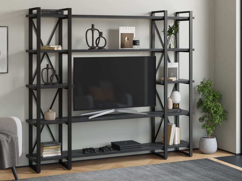 Стеллажи, Стеллаж Айсберг Лофт 200х182-4 v4 черный