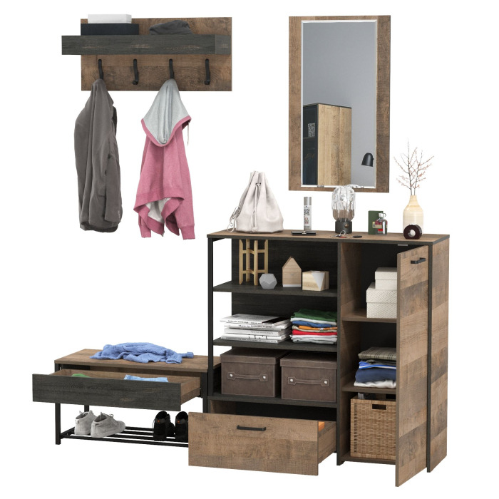 Прихожая, Набор мебели для прихожей Трувор с зеркалом и вешалкой