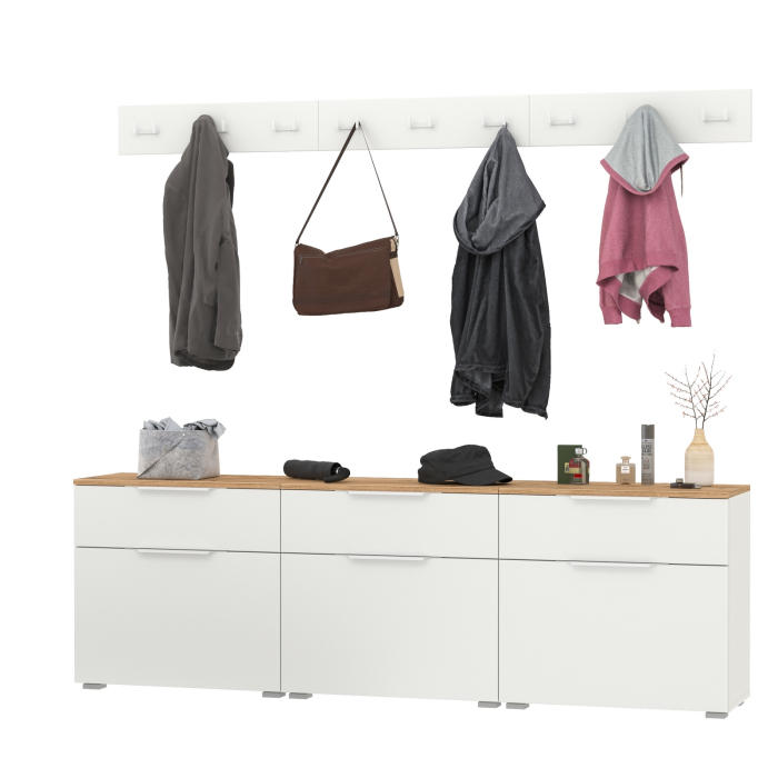 Прихожие, Три тумбы для обуви с ящиками и вешалки для верхней одежды Октава