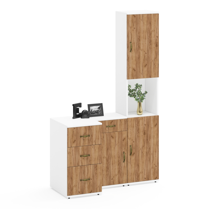 Стеллажи, Пенал с нишей Лидер-8 с тумбами Лидер-8 МД 3.15 и 3.16.