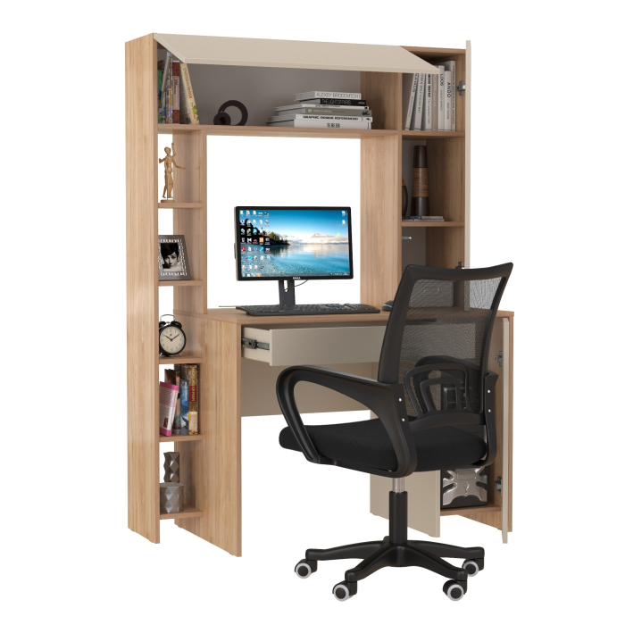 Прямые компьютерные столы, Комплект из компьютерного стола Комфорт 12.71 и черного кресла 103