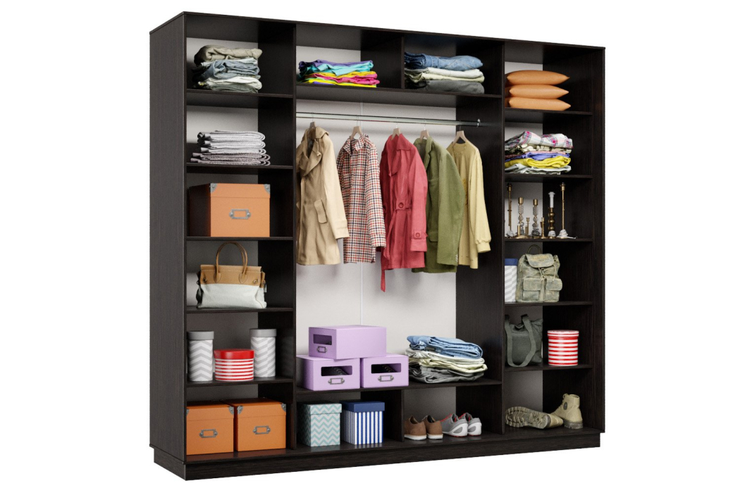 Шкафы-купе 3-х дверные, Шкаф-купе Премьер 58 (01ЗБ;01ЗБ;01ЗБ) фасады зеркало бронза/трёхдверный/Профиль чёрный муар