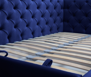 Кровать с мягким изголовьем угловая Оливия 900, микровелюр