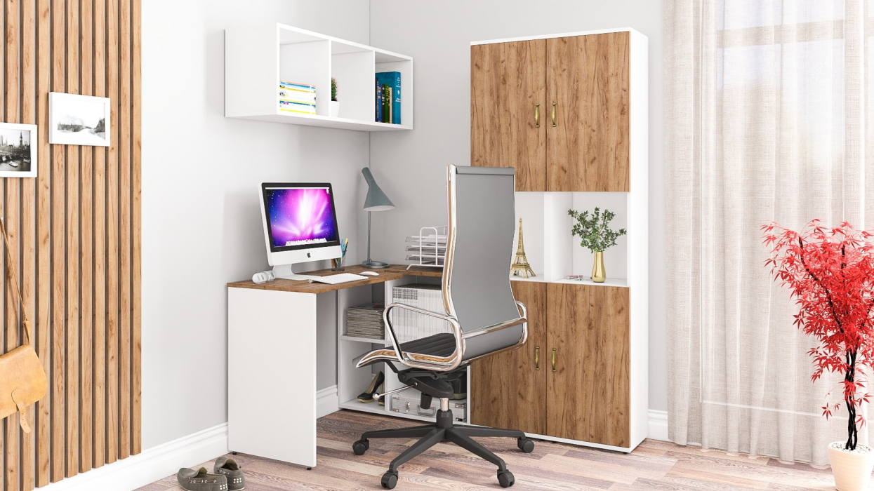 Домашние кабинеты, Уголок для школьника Лидер-8 из стола-трансформера с полкой и двумя пеналами