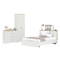 Спальные гарнитуры, Мебель для спальни Остин из кровати 1600 с основанием и шкаф двудверного с комодом 16.221