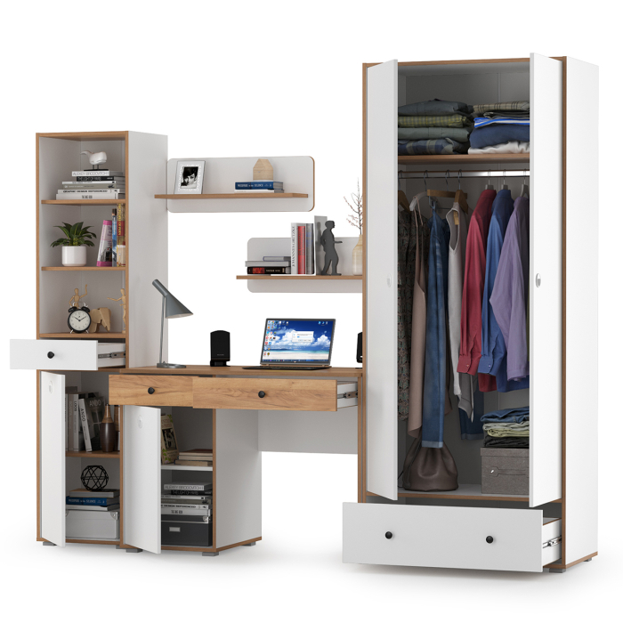Офисная мебель, Мебельная стенка в молодёжную комнату Вуди № 23 