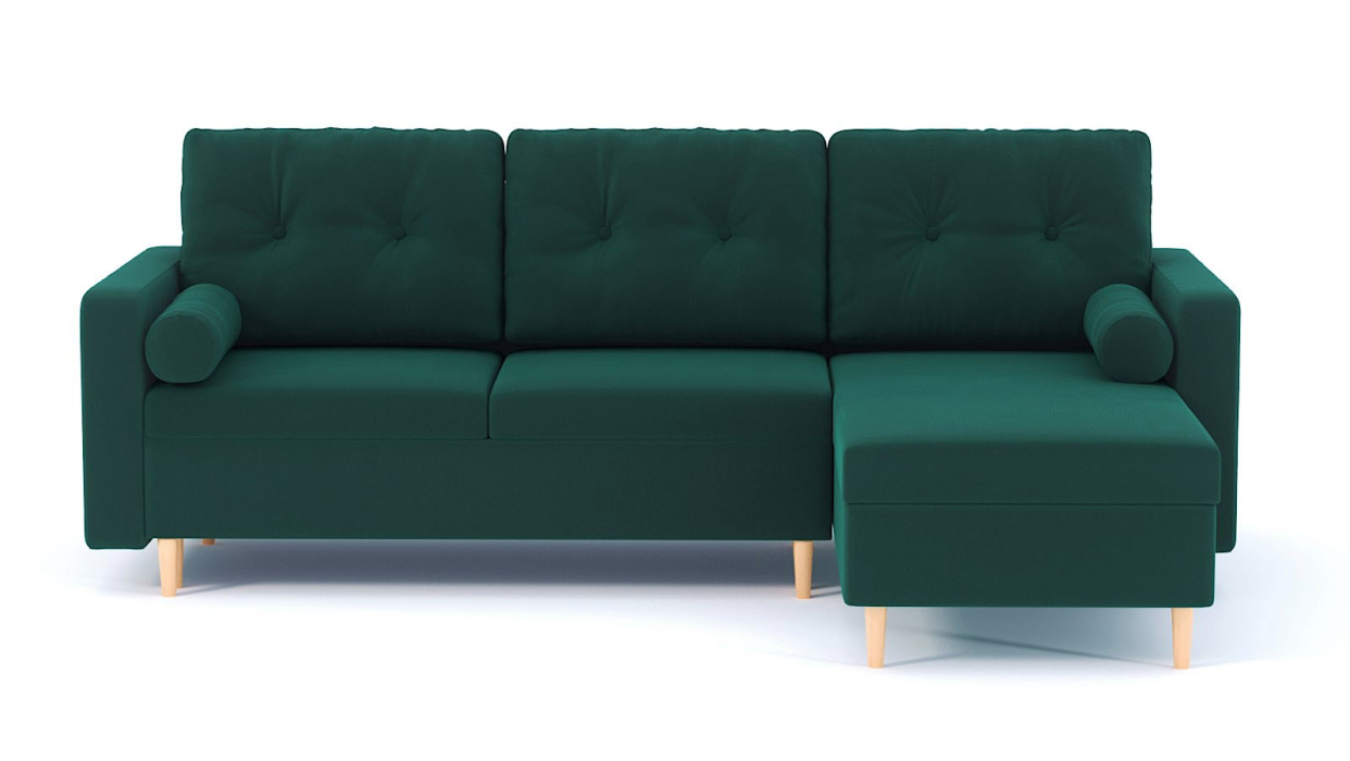 Диваны угловые в гостиную, Диван-кровать угловой еврокнижка-пантограф Белфаст, велюр