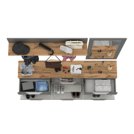 Три обувницы с зеркалом и вешалками для одежды Октава