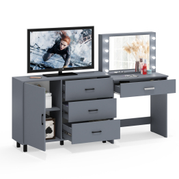 Косметический стол с подсветкой и выдвижным ящиком СТ-4 и комод 122-1204