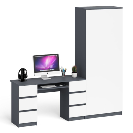 Стол компьютерный МС-2 две тумбы с ящиками с двухдверным шкафом Мори