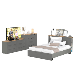 Спальный гарнитур из двуспальной кровати с основанием и двух комодов Остин 16.240 и 16.221