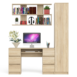 Компьютерный стол МС-2 с верхней полкой и пеналом для вещей Мори