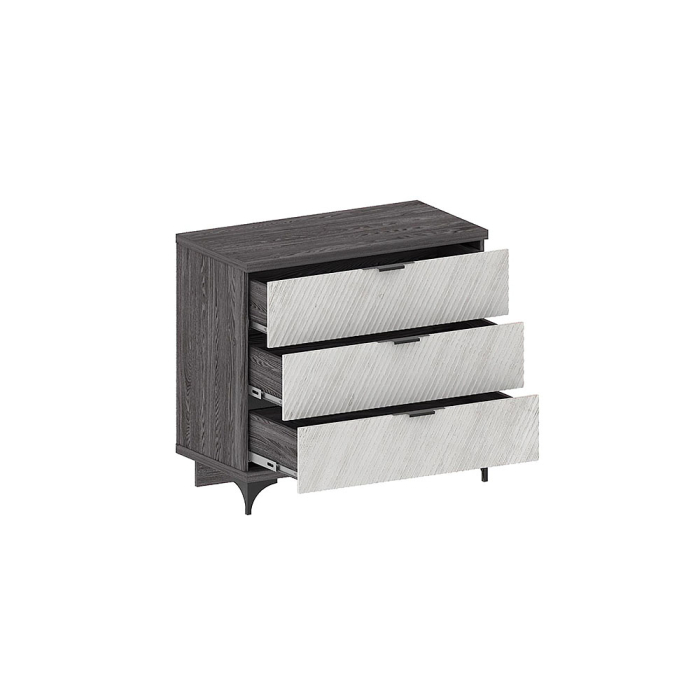 Комоды, Комод Шаде КМ-2901, черный ясень, санторини белый