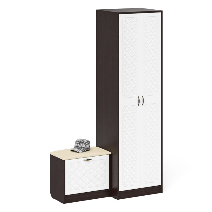 Прихожие, Шкаф для прихожей с обувницей с сиденьем П-6 № 10 МДФ фрезеровка ромб