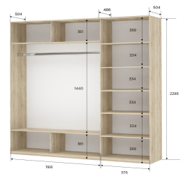 Шкаф-купе Прайм 3-х дверный Стекла хаки/Доводчики 180х57х230