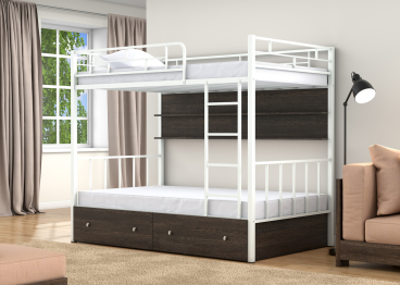 Двухъярусная кровать Валенсия 120 ящики полка венге