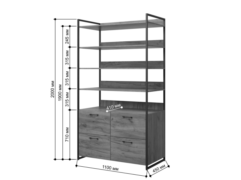 Открытые, Стеллаж Urban Лофт 04 Белый