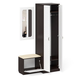 Шкаф две двери с обувницей и зеркалом П-6 № 11 МДФ фрезеровка ромб