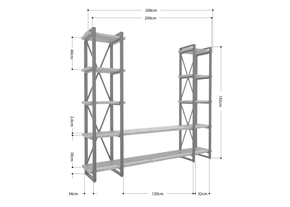 Стеллажи, Стеллаж Айсберг Лофт 200х182-4 белый