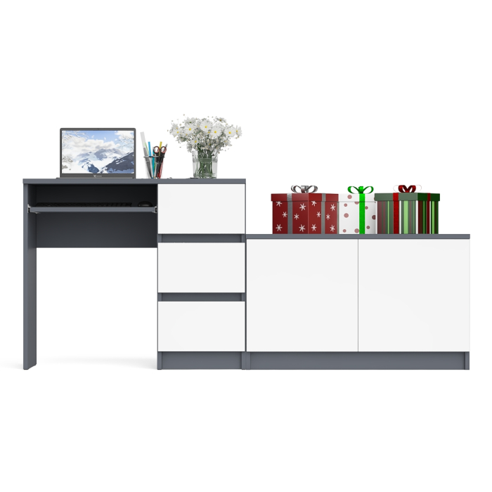 Прямые компьютерные столы, Тумба Мори МА900.1 и стол компьютерный МС-6 ящики справа