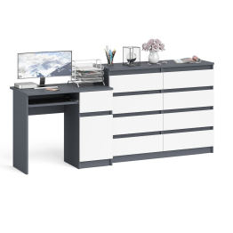 Комод 8-мь ящиков Мори МК1200 и правый компьютерный стол Мори МС-1