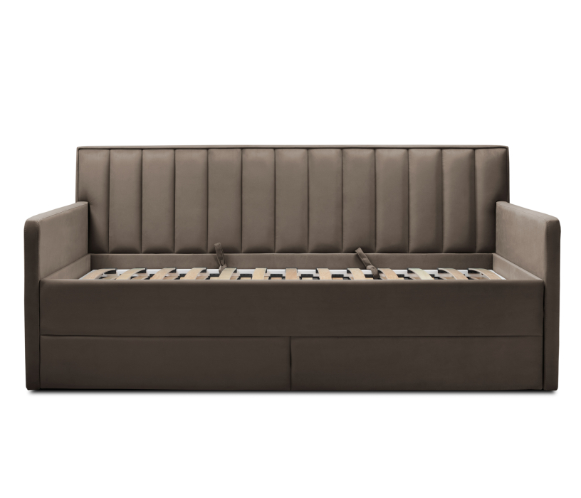 Мягкая кровать, Кровать с  дополнительным спальным местом  и боковинами Порше, микровелюр