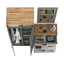 Тумба для обуви с зеркалом и два шкаф-пенала с полками Остин