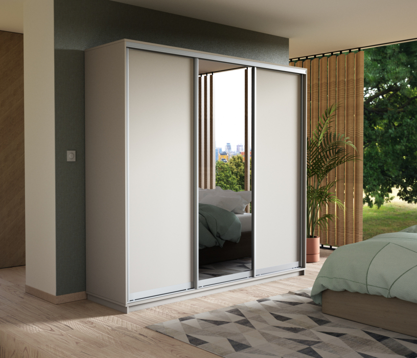 Шкафы-купе, Шкаф-купе Экспресс Медиум (1 зеркало) трио 2200 x 2400 x 600