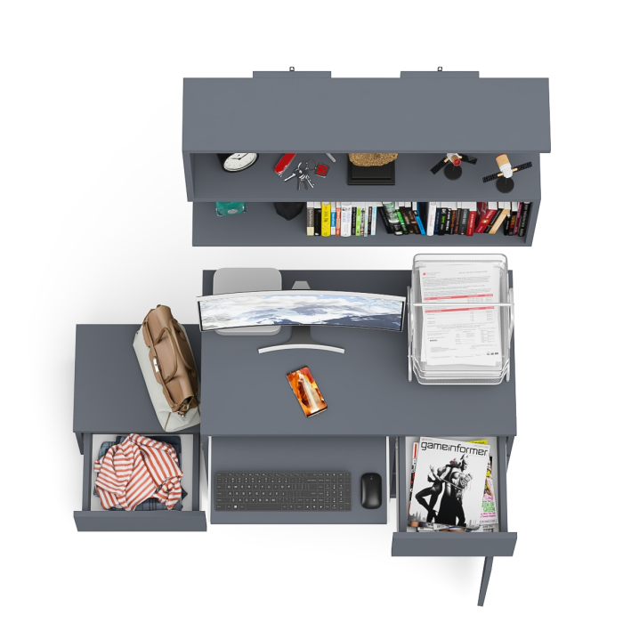 Прямые компьютерные столы, Стол компьютерный МС-1 правый с тумбой 400 и полкой Мори