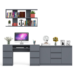 Двухтумбовый стол компьютерный с ящиками МС-2 с тумбой-комодом и полкой 1200 Мори