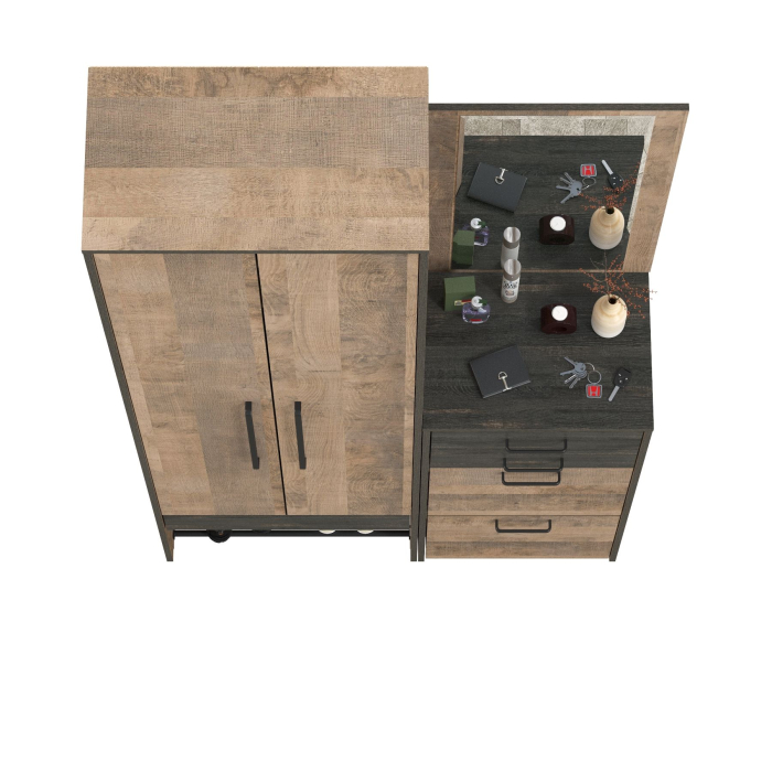 Прихожие, Шкаф для прихожей с тумбой для обуви и зеркалом Трувор