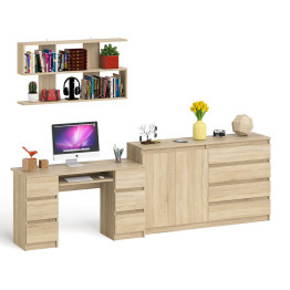 Стол для работы Мори МС-2 с книжной полкой на 1200 и комодом-тумбой МК1600.1