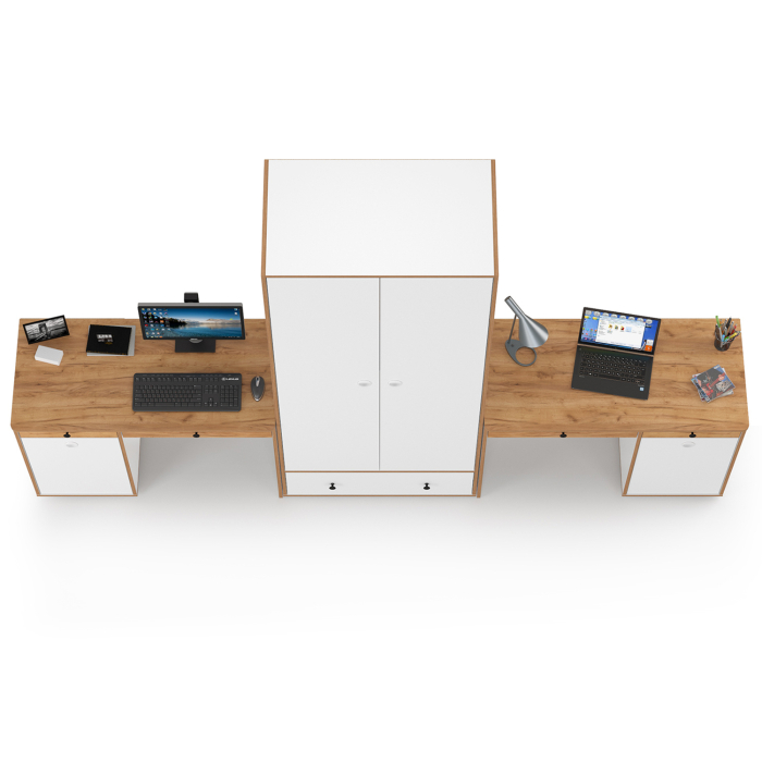 Офисная мебель, Два письменных стола и шкаф Вуди