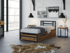 Кровати одноярусные, Односпальная кровать Титан 90 ящики дуб крафт табак