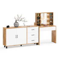 С зеркалом, Косметический cтол с подсветкой и ящиком 115 и комод 123-1604