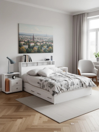 Кровать с ящиками Камелия 1400 с двумя прикроватными тумбами