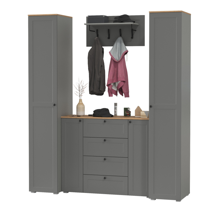 Прихожие, Большой комод две дверки четыре ящика с вешалкой с полкой и два шкаф-пенала Остин