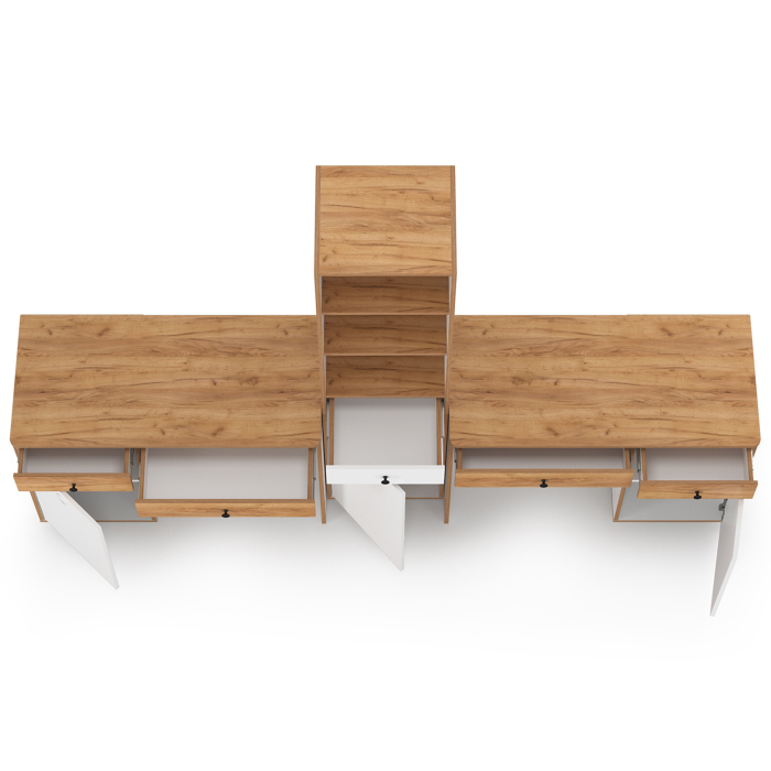 Офисная мебель, Компьютерные столы Вуди с пеналом для двоих детей