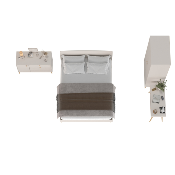 Спальные гарнитуры, Столик с комодом и шкаф-комодом и кроватью 1600 Афина