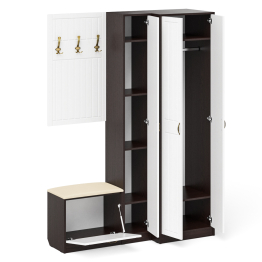 Пенал для прихожей с обувницей с вешалкой и шкаф П-6 № 27 МДФ фрезеровка прованс