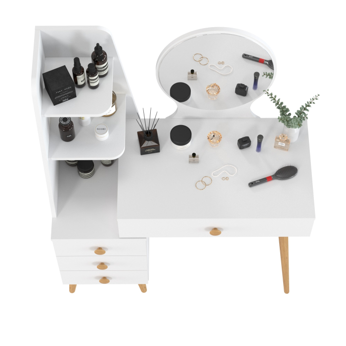 С зеркалом, Туалетный столик в спальню вместительный 4-25917