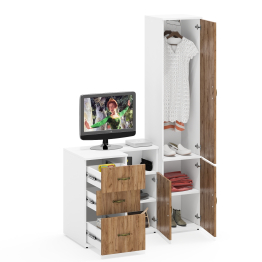 Тумба три ящика и тумба с нишей и пенал со штангой для одежды Лидер-8