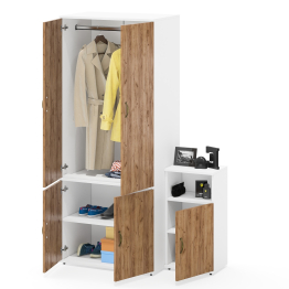 Шкаф глубокий с вешалкой и полкой и тумба с нишей 3.19 Лидер-8