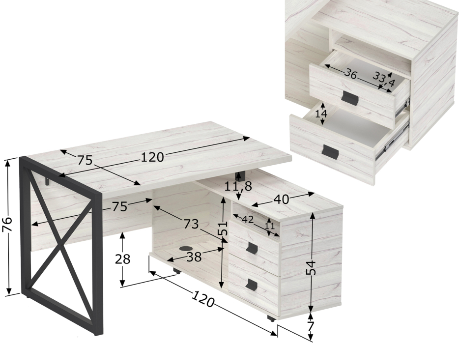Письменные столы, Стол рабочий универсальный Калифорния Хардвиг 1200 ЛДСП