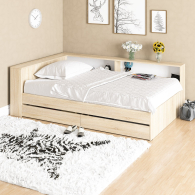 Кровати 120 см, Ксения 1200 кровать с ящиками, ящиком для белья и прикроватным блоком для вещей